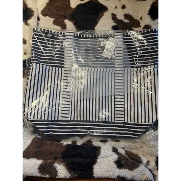 NEW Black Lands' End Women's Canvas Beach Tote Handbag - Picture 2 of 4